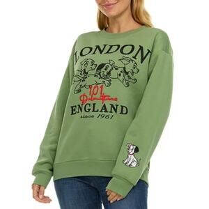 Disney‎ Character Embroidery 101 Dalmatian London England Sweatshirt Green Small